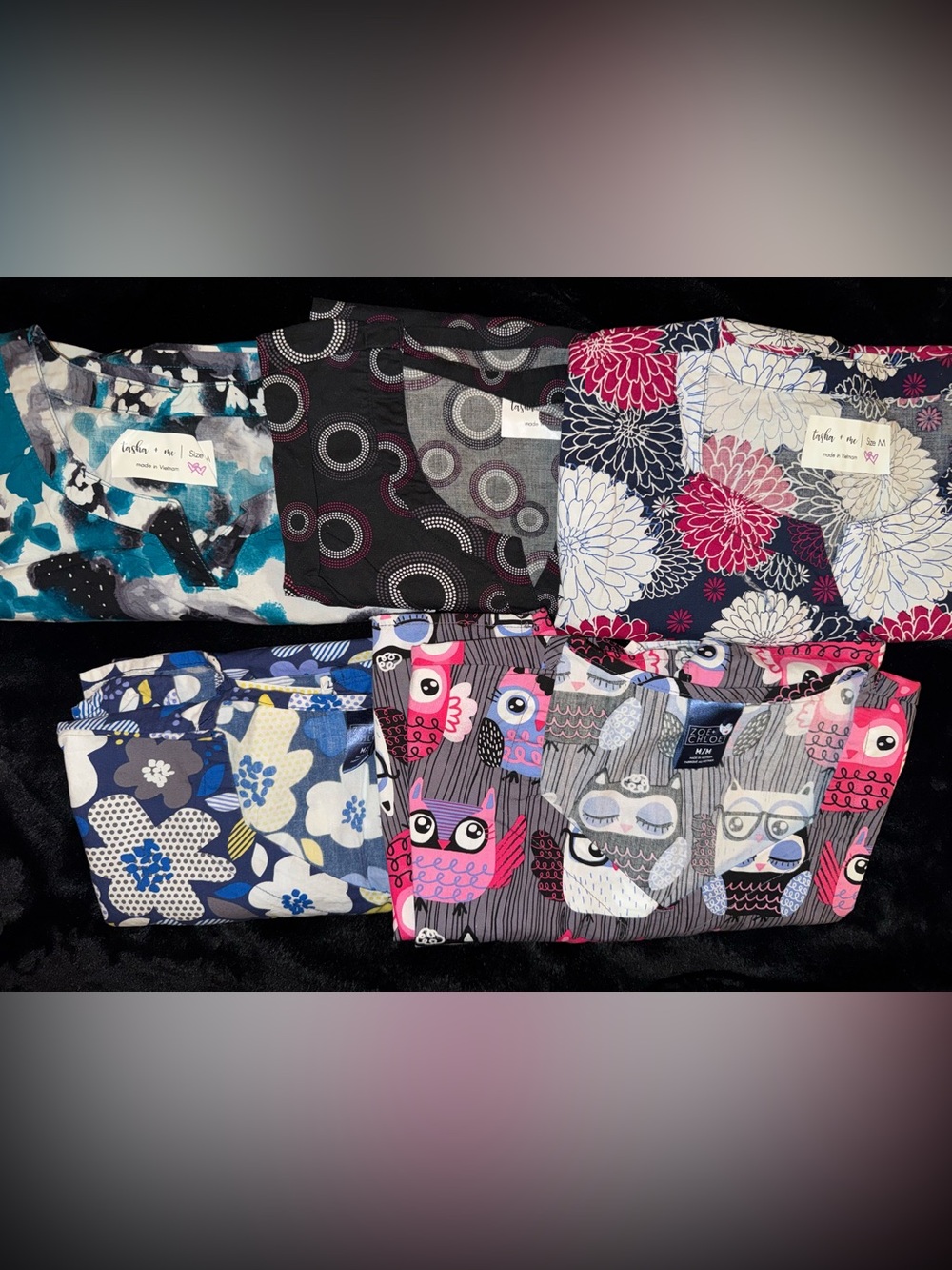 Women’s Medium Scrub Tops Bundle of 5
